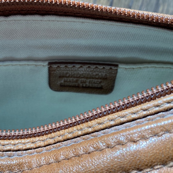 Nordstrom Genuine Leather Caramel Crossbody Bag/Gold Tone Woven Chain/NEW! - Picture 8 of 9